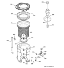 TUB, BASKET & AGITATOR Diagram and Parts List for WBSE3120B3WW  General Electric Washer