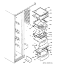 FRESH FOOD SHELVES Diagram and Parts List for PSI23SCNAFBS  General Electric Refrigerator