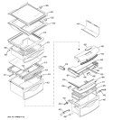 FRESH FOOD SHELVES Diagram and Parts List for PSH23SGNAFBS  General Electric Refrigerator