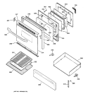 DOOR & DRAWER PARTS Diagram and Parts List for JGBP35WEA9WW  General Electric Range