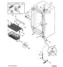 CABINET Diagram and Parts List for FUM17DMBRWH  General Electric Freezer