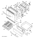 DOOR & DRAWER PARTS Diagram and Parts List for JGBP32SEH1SS  General Electric Range