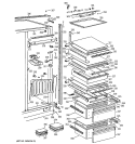 FRESH FOOD SHELVES Diagram and Parts List for BISW42ELD  General Electric Refrigerator
