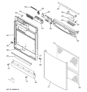 ESCUTCHEON & DOOR ASSEMBLY Diagram and Parts List for PDW7300G00BB  General Electric Dishwasher