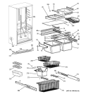 SHELVES Diagram and Parts List for PDS18SBMCLBS  General Electric Refrigerator