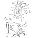 WASHER MOTOR & TUB Diagram and Parts List for WSM2700WBWW  General Electric Washer Dryer Combo