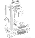 FREEZER SECTION, TRIM & COMPONENTS Diagram and Parts List for ZIC36NAALH  General Electric Refrigerator