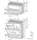 DOORS Diagram and Parts List for GTG15HBMCRWW  General Electric Refrigerator