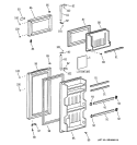 DOORS Diagram and Parts List for TBX10SNXALWH  General Electric Refrigerator