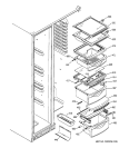 FRESH FOOD SHELVES Diagram and Parts List for PSG25MIMFCBB  General Electric Refrigerator