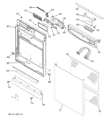ESCUTCHEON & DOOR ASSEMBLY Diagram and Parts List for PDW7700J00CC  General Electric Dishwasher