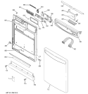 ESCUTCHEON & DOOR ASSEMBLY Diagram and Parts List for PDW7800J00CC  General Electric Dishwasher