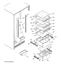 FRESH FOOD SHELVES Diagram and Parts List for RSG22IBMCFWW  General Electric Refrigerator