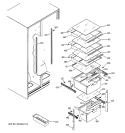 FRESH FOOD SHELVES Diagram and Parts List for RSG25KEPAFWW  General Electric Refrigerator