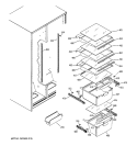 FRESH FOOD SHELVES Diagram and Parts List for RSG20IDPAFWW  General Electric Refrigerator