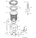 TUB, BASKET & AGITATOR Diagram and Parts List for VLXR1020A5WO  Hotpoint Washer