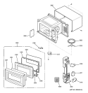 OVEN, DOOR & LATCH BOARD PARTS Diagram and Parts List for JE1440BF002  General Electric Microwave