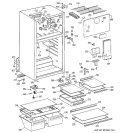 CABINET Diagram and Parts List for GTT18HBMERCC  General Electric Refrigerator