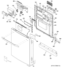 ESCUTCHEON & DOOR ASSEMBLY Diagram and Parts List for PDW9200J00BB  General Electric Dishwasher