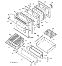 DOOR & DRAWER PARTS Diagram and Parts List for JGBP90MEH1BC  General Electric Range