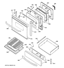 DOOR & DRAWER PARTS Diagram and Parts List for JGBP80SEH1SS  General Electric Range