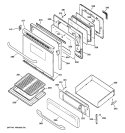 DOOR & DRAWER PARTS Diagram and Parts List for JGBP28GEH1SS  General Electric Range