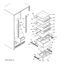 FRESH FOOD SHELVES Diagram and Parts List for GST20IEMCCC  General Electric Refrigerator