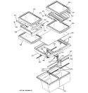 FRESH FOOD SHELVES Diagram and Parts List for GTS22UBPBRBB  General Electric Refrigerator