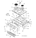 CONTROL PANEL & COOKTOP Diagram and Parts List for JMP31WC2WW  General Electric Range