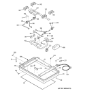 GAS & BURNER PARTS Diagram and Parts List for JGP628BEC2BB  General Electric Cooktop