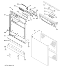 ESCUTCHEON & DOOR ASSEMBLY Diagram and Parts List for GSD6600G02WW  General Electric Dishwasher