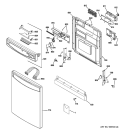 ESCUTCHEON & DOOR ASSEMBLY Diagram and Parts List for PDW8600J01BB  General Electric Dishwasher