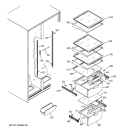 FRESH FOOD SHELVES Diagram and Parts List for DSS25PFMCWW  General Electric Refrigerator