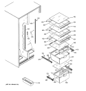 FRESH FOOD SHELVES Diagram and Parts List for GSA20IEMDFBB  General Electric Refrigerator