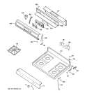 CONTROL PANEL & COOKTOP Diagram and Parts List for JGBP24BEH1CT  General Electric Range