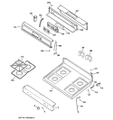 CONTROL PANEL & COOKTOP Diagram and Parts List for JGBP26CEH1CC  General Electric Range