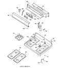 CONTROL PANEL & COOKTOP Diagram and Parts List for JGBP40BEH1CT  General Electric Range