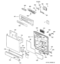 ESCUTCHEON & DOOR ASSEMBLY Diagram and Parts List for GSD5560G00SS  General Electric Dishwasher