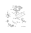 GAS & BURNER PARTS Diagram and Parts List for JGP979BEF1BB  General Electric Cooktop
