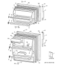 DOORS Diagram and Parts List for GTG16HBRCRWW  General Electric Refrigerator