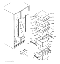 FRESH FOOD SHELVES Diagram and Parts List for RSG20IDMCFWH  General Electric Refrigerator
