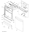 ESCUTCHEON & DOOR ASSEMBLY Diagram and Parts List for PDW7800J01WW  General Electric Dishwasher