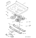 Part Location Diagram of WB62T10253 GE RANGETOP Assembly RADIANT