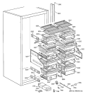 SHELVES & DRAWERS Diagram and Parts List for ZIF36NMARH  General Electric Freezer