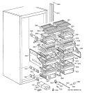 SHELVES & DRAWERS Diagram and Parts List for ZIF36NMBRH  General Electric Freezer