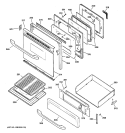 DOOR & DRAWER PARTS Diagram and Parts List for JGBP32SEJ1SS  General Electric Range