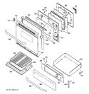 DOOR & DRAWER PARTS Diagram and Parts List for JGBP28GEH2SS  General Electric Range