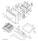 DOOR & DRAWER PARTS Diagram and Parts List for JGBP35SEJ1SS  General Electric Range
