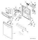 ESCUTCHEON & DOOR ASSEMBLY Diagram and Parts List for PDW8400J03WW  General Electric Dishwasher
