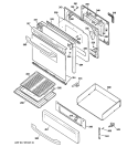 DOOR & DRAWER PARTS Diagram and Parts List for JGBP28GEJ1SS  General Electric Range